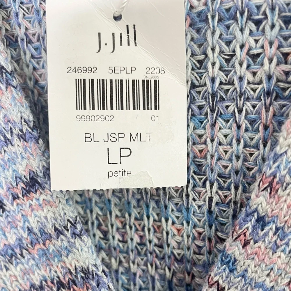 J. Jill Easy Dropped Shoulder V-Neck Cotton‎ Sweater Petite Blue and Pink NWT - Picture 10 of 16